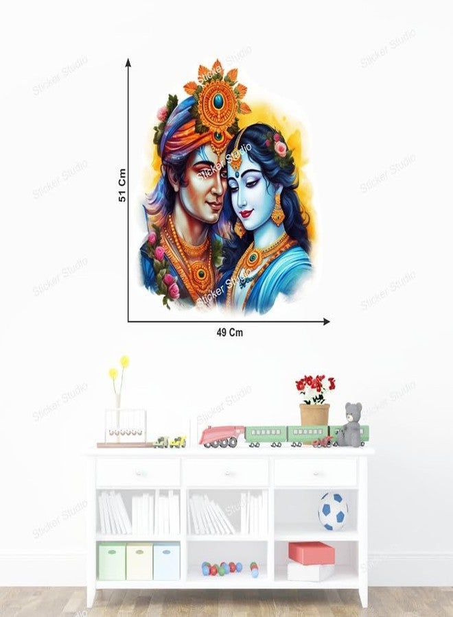 Sticker Studio ملصق حائط من الفينيل PVC بتصميم رادها كريشنا من ستيكر ستوديو - مثالي لغرفة المعيشة، غرفة النوم، الردهة، غرفة الأطفال، غرفة اللعب (المقاس - 58 سم × 48 سم) - Image 4